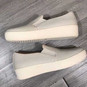 J/SLIDES Light Taupe Perforated Leather Platform Slip-On Sneakers size 8